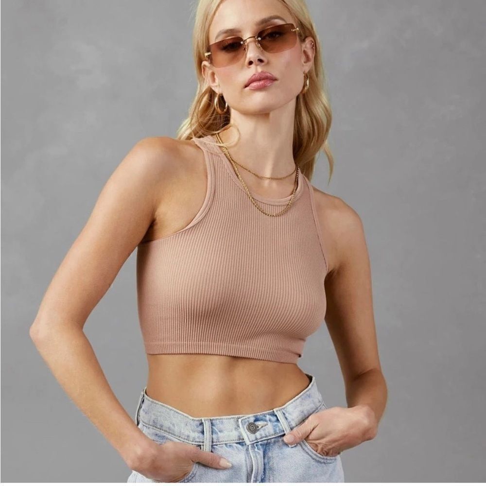 NWT Vici Josie Ribbed Crop Tank / Tan / S/M